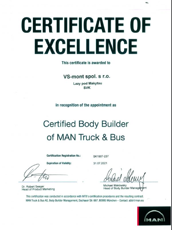 certifikat MAN